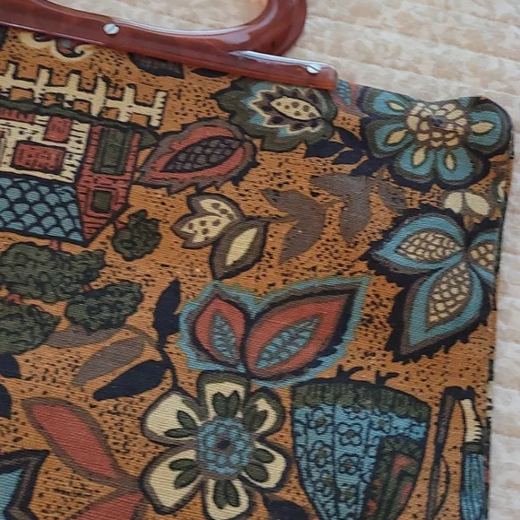 Vintage Boho Purse with Tortoise Handles - Picture 7 of 13
